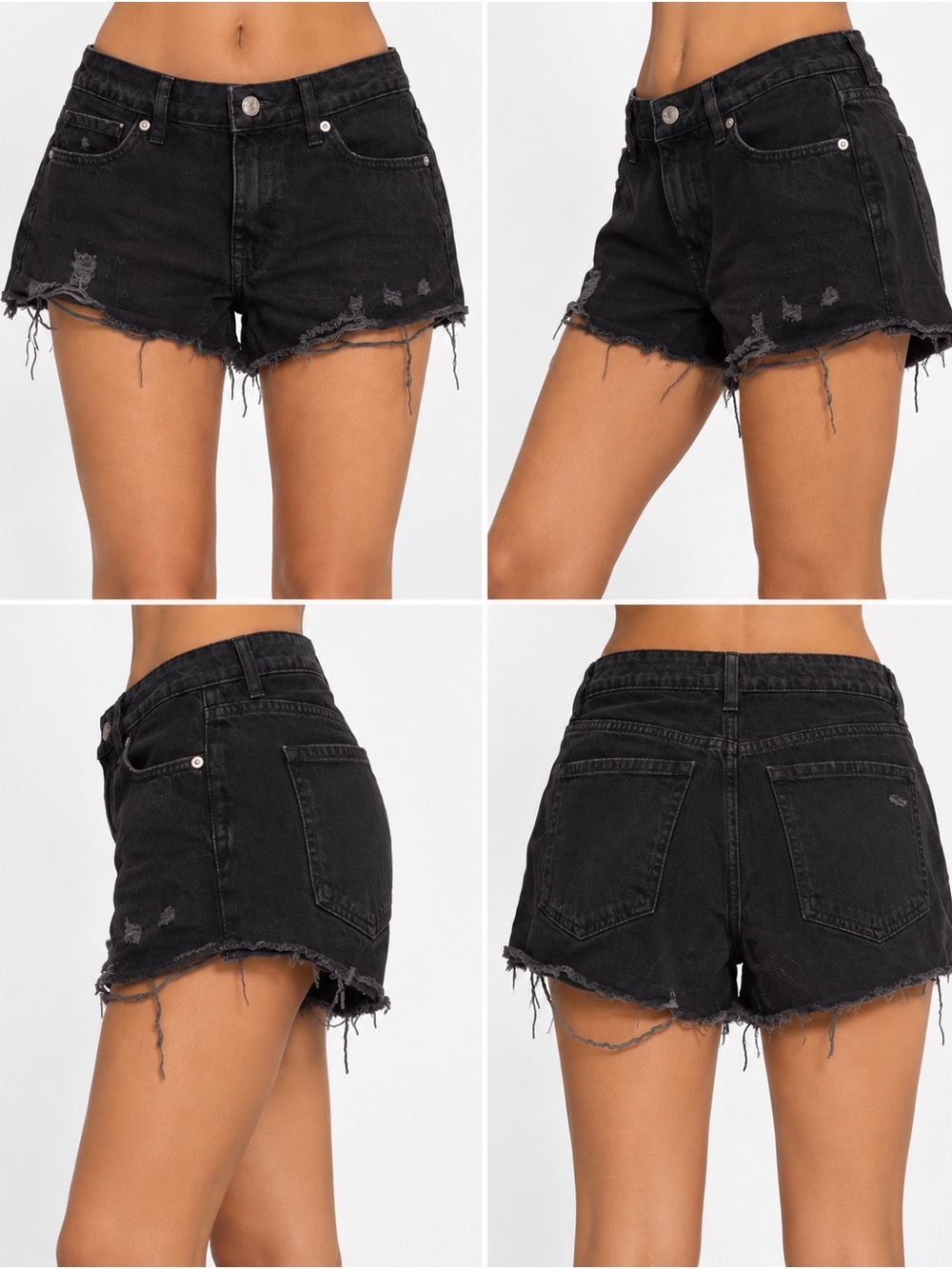 Women'see Black Distressed High-Rise Denim Shorts